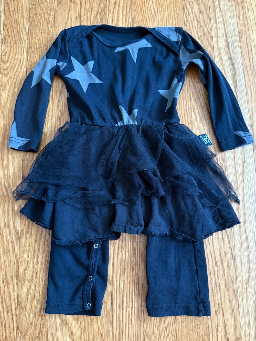 Nununu star bodysuit tulle skirt infant onesie 12-18 mos.